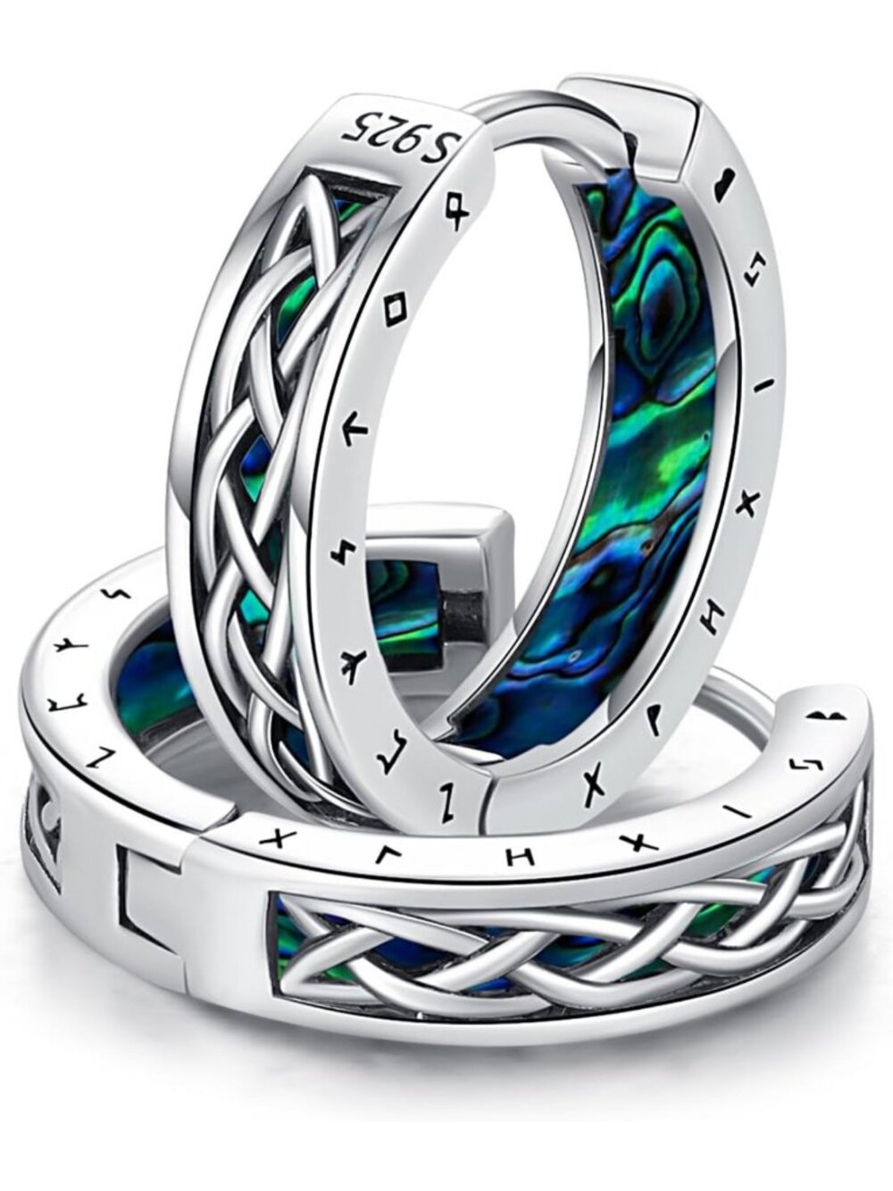925 Sterling Silver Viking Hoop Earrings for Men & Women - Stylish & Durable